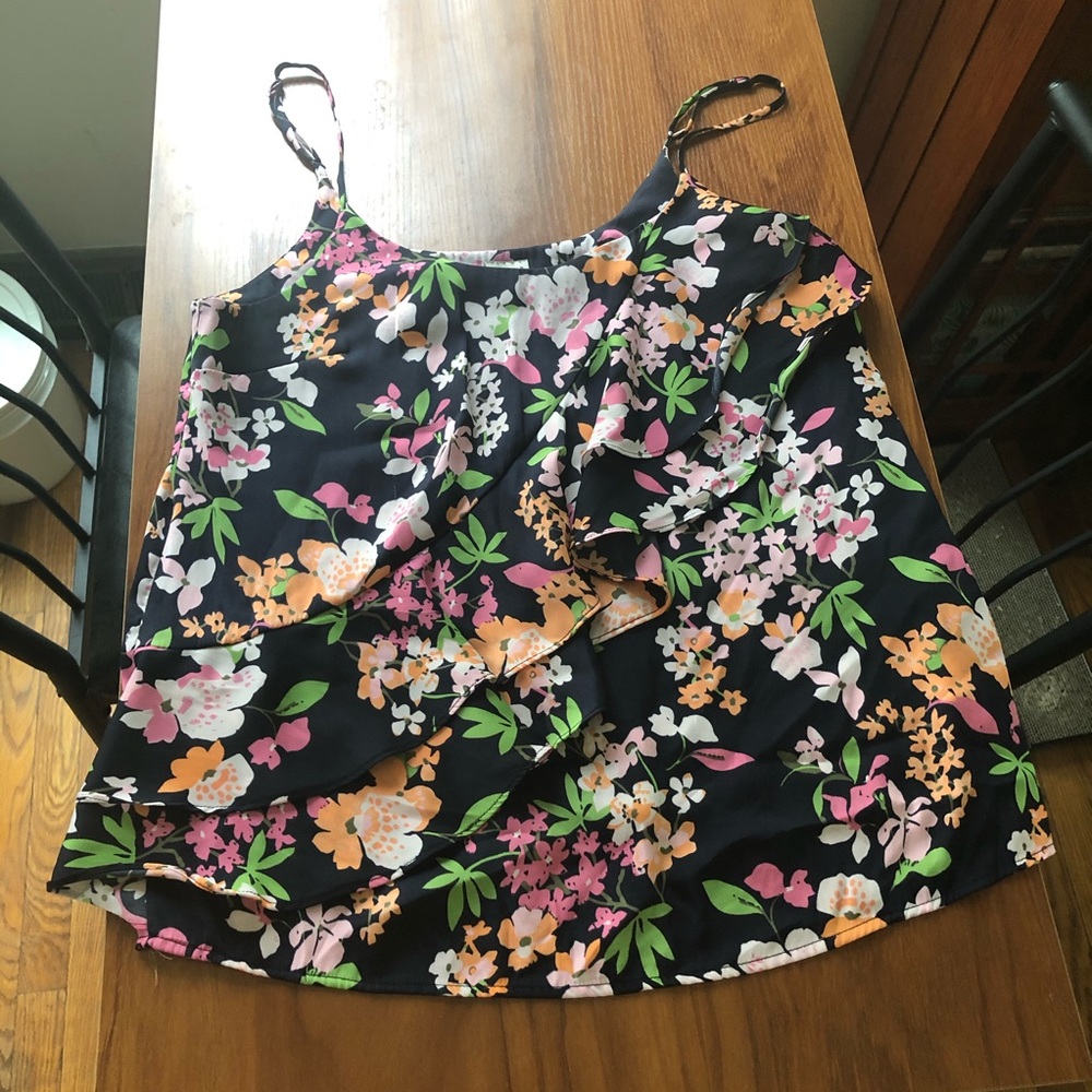 A New Day Floral Ruffle Tank Top